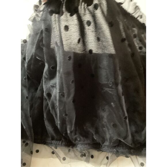 SHEIN Polka Dot Lace Contrast Mesh Crop Top Sz 4X Black - Picture 5 of 8